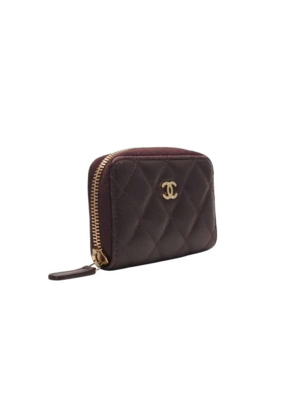Chanel Classic Zip Coin Purse CC Logo Lambskin Purple